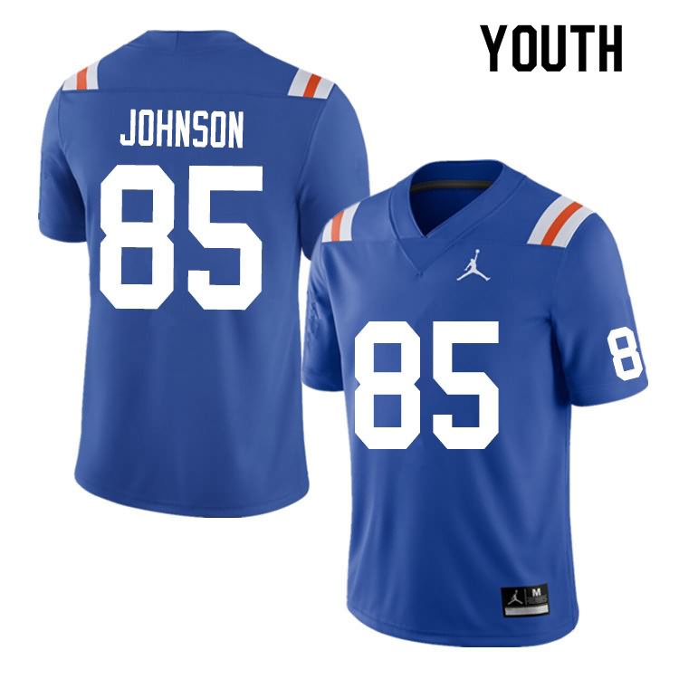 Youth NCAA Florida Gators Kevin Johnson #85 Stitched Authentic Nike Blue Throwback College Football Jersey GEX2165XA